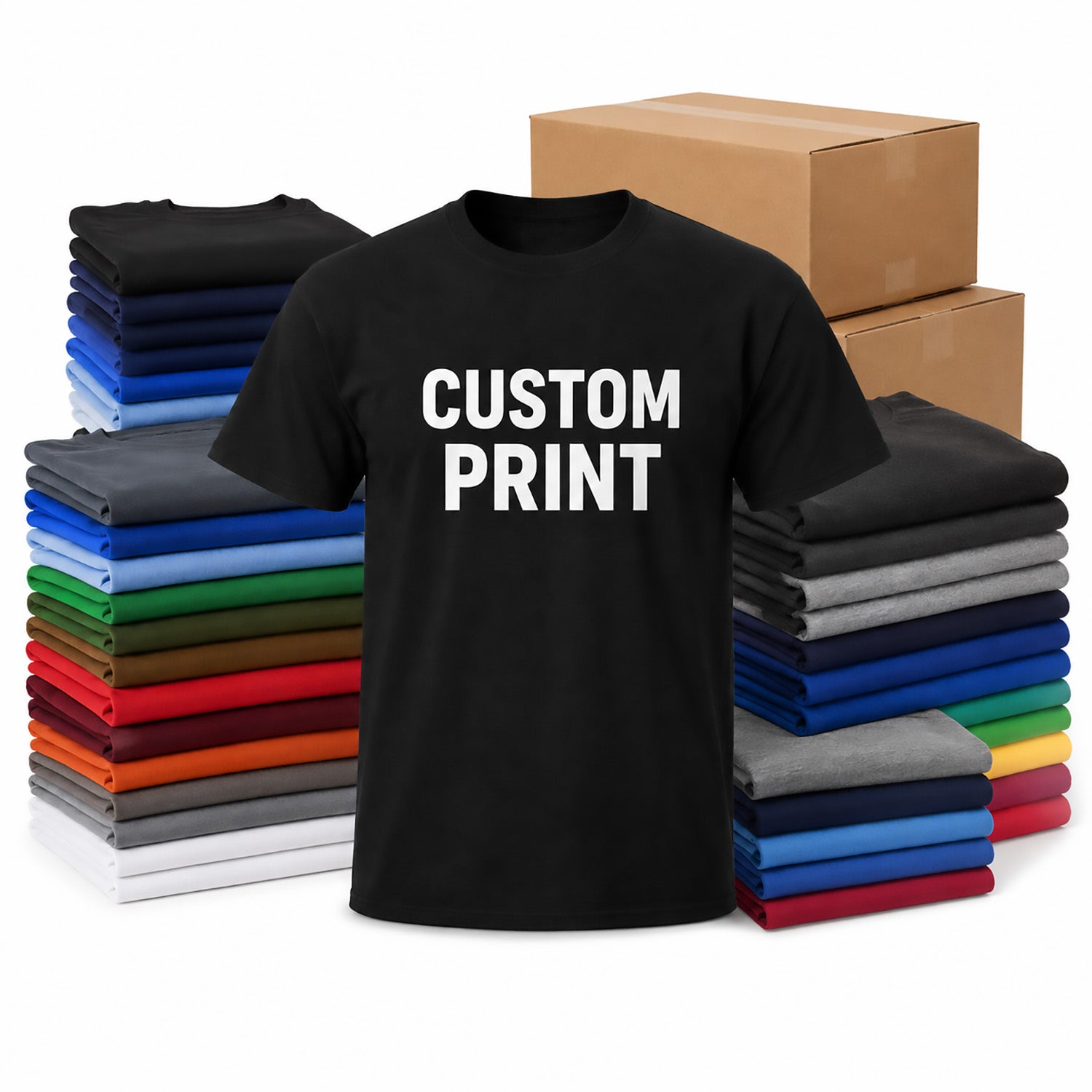 250 Custom Screen Printed T-Shirts - 1 Color Print