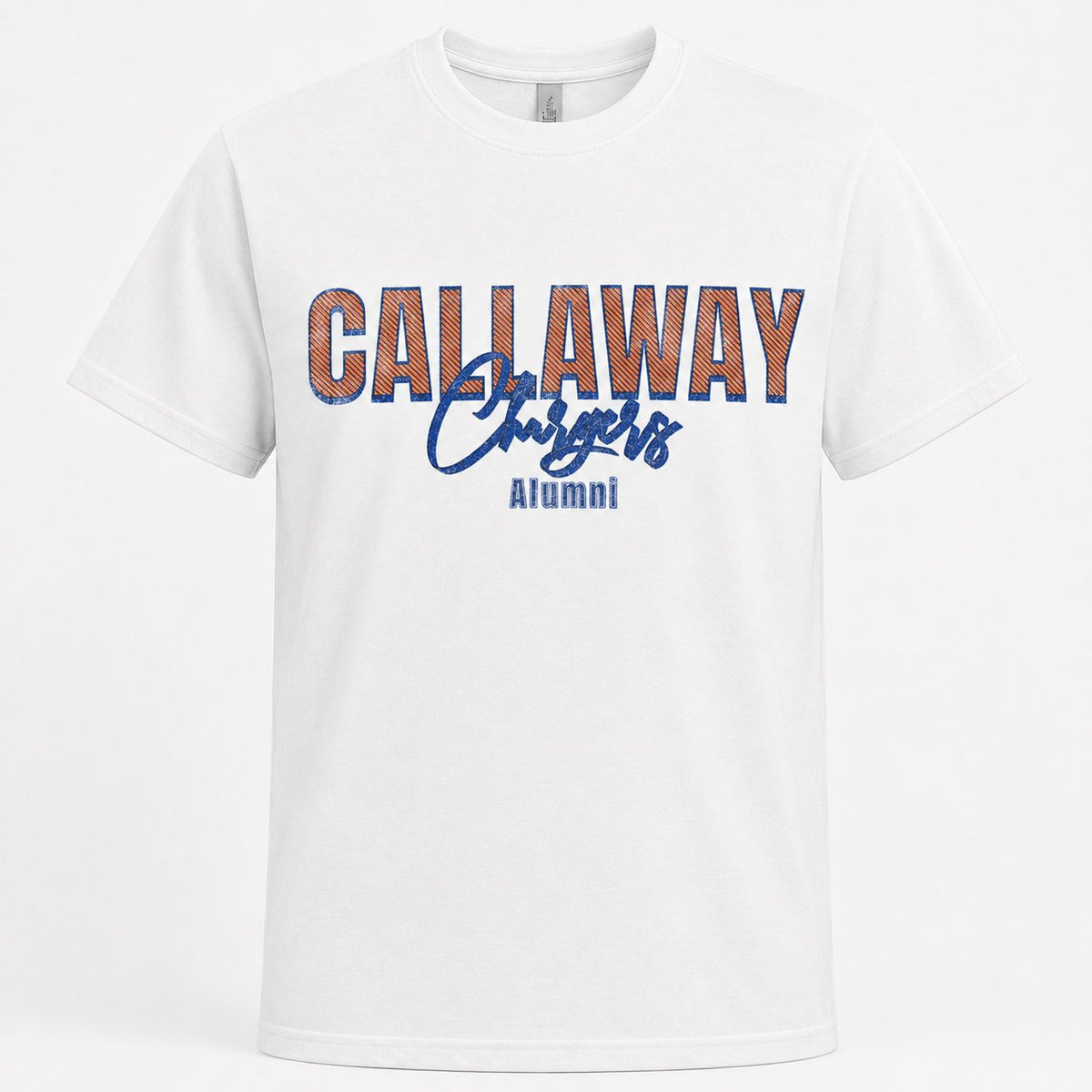 Callaway Chargers Script T-shirt in white realistic product mockup