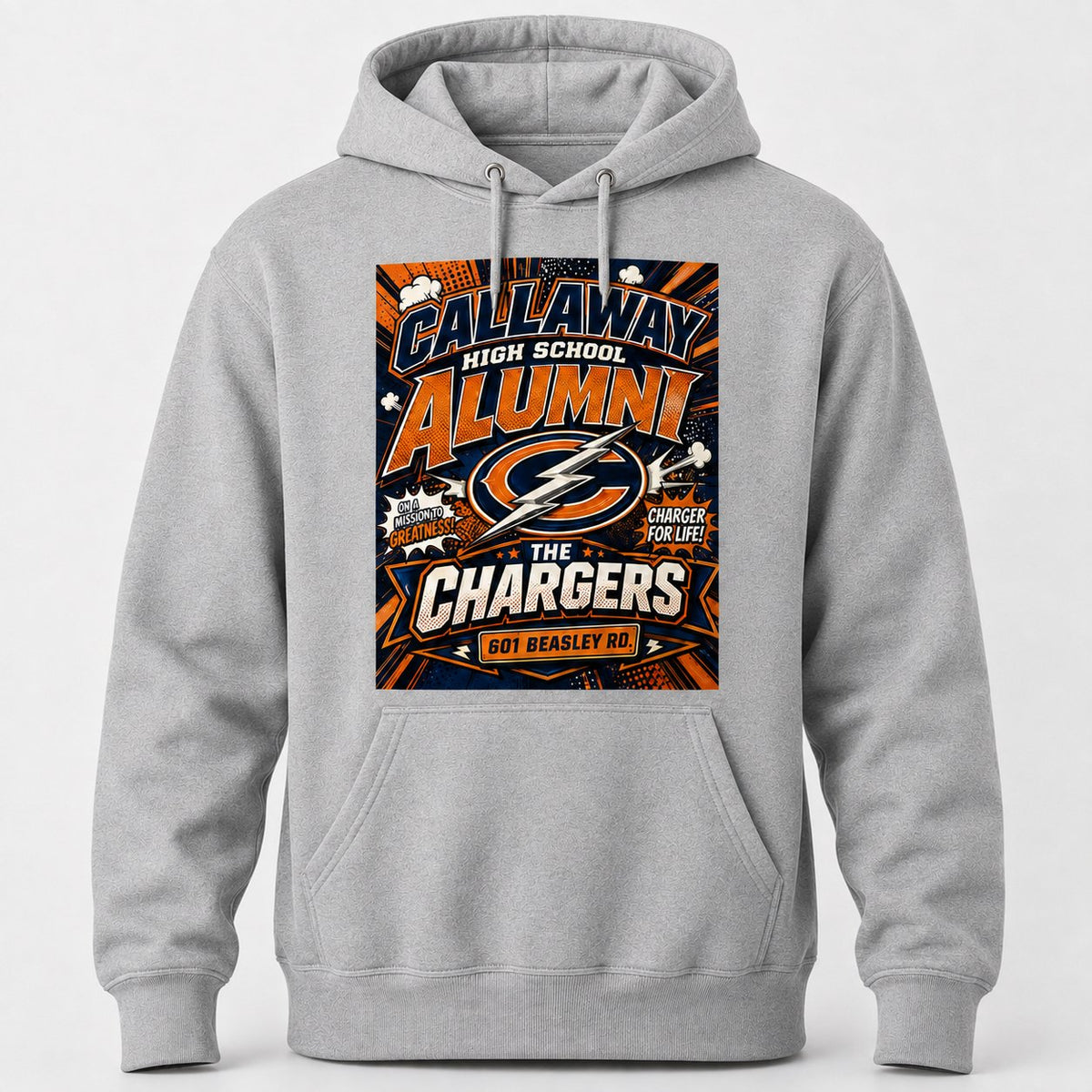 Callaway Comic Chargers hoodie in gray realistic product mockup