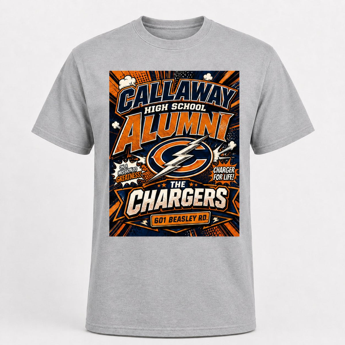 Callaway Comic Chargers T-shirt in gray realistic product mockup