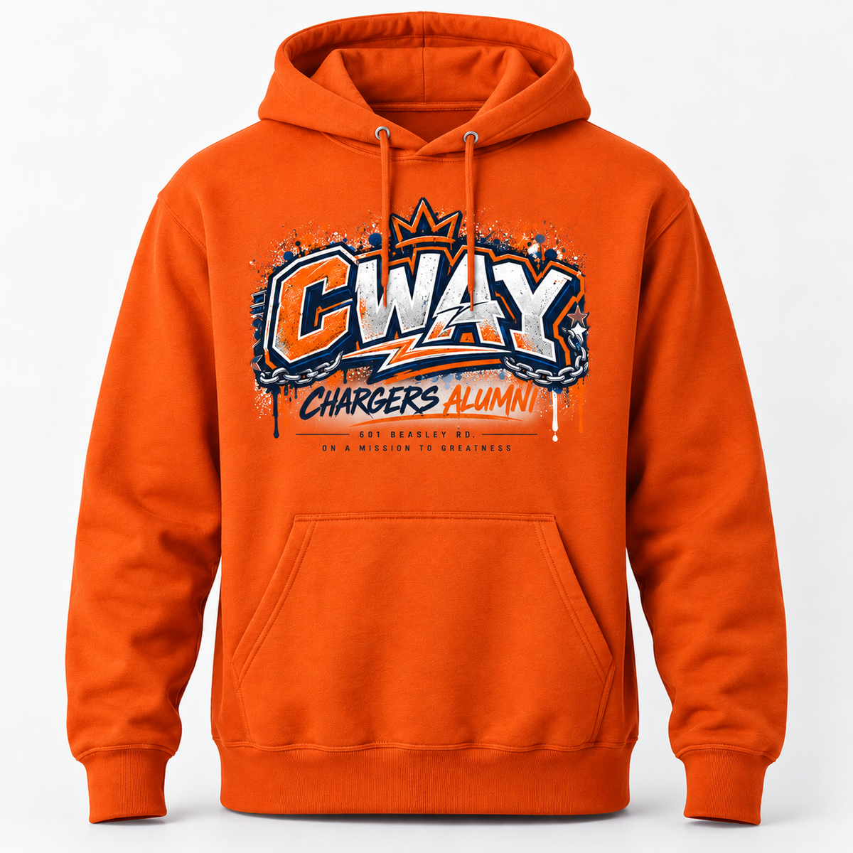 Callaway CWAY Hip Hop hoodie in orange realistic product mockup