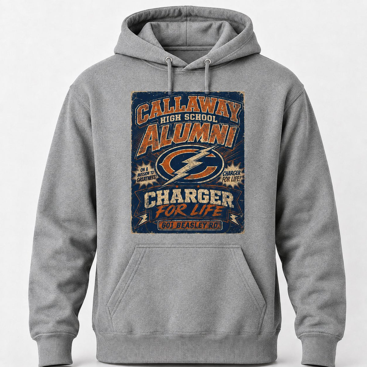 Callaway Vintage Charger for Life hoodie in gray realistic product mockup