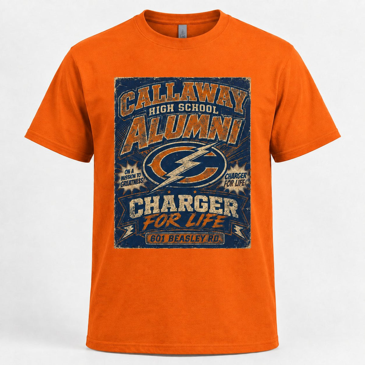 Callaway Vintage Charger for Life T-shirt in orange realistic product mockup