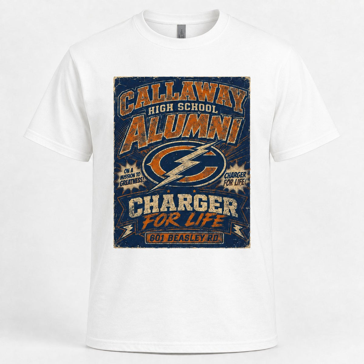 Callaway Vintage Charger for Life T-shirt in white realistic product mockup