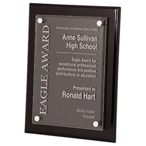 Custom floating acrylic piano finish plaque