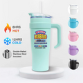 Hubbard 40 oz custom handled tumbler with available colors
