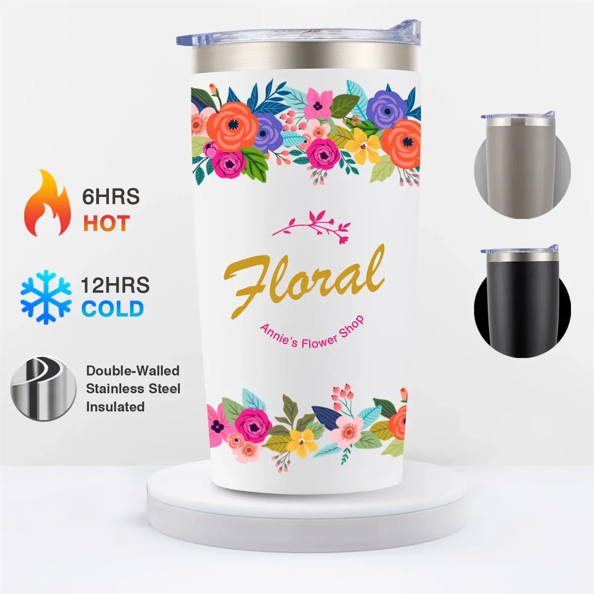 Monticello 20 oz custom tumbler with full-color decoration example