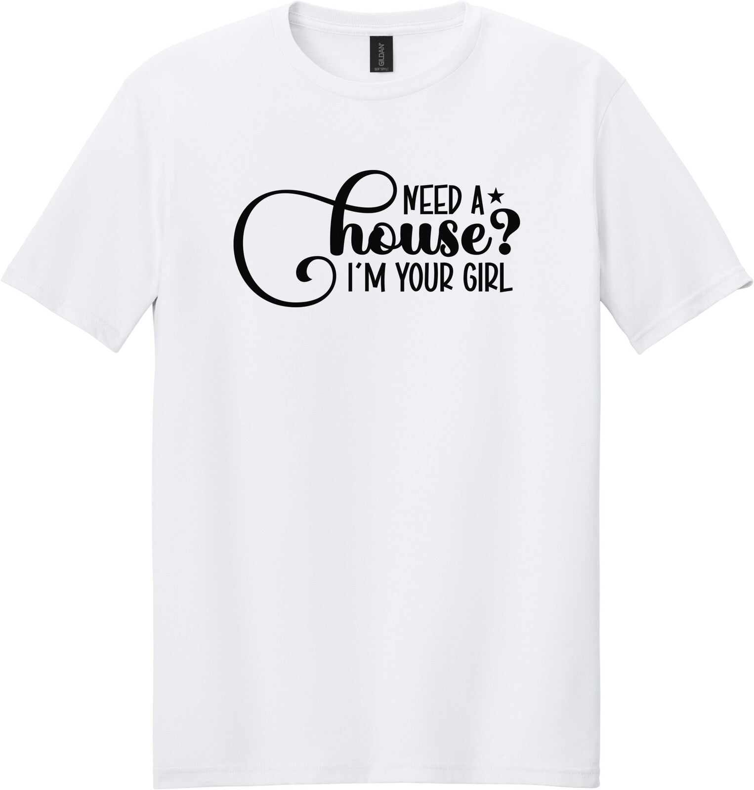 White Gildan 64000 tee
